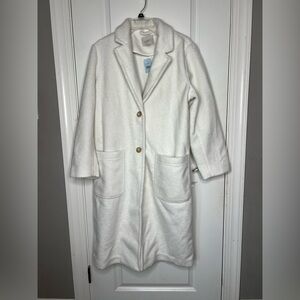 LOFT White Teddy Coat Longline Pea Coat Jacket LP Petite